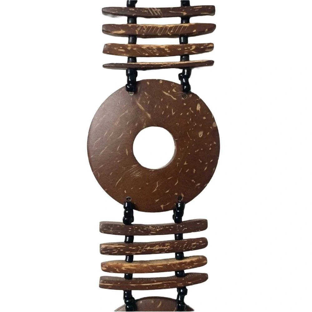 Women’s Brown Coconut Shell Seed Bead Button Belt